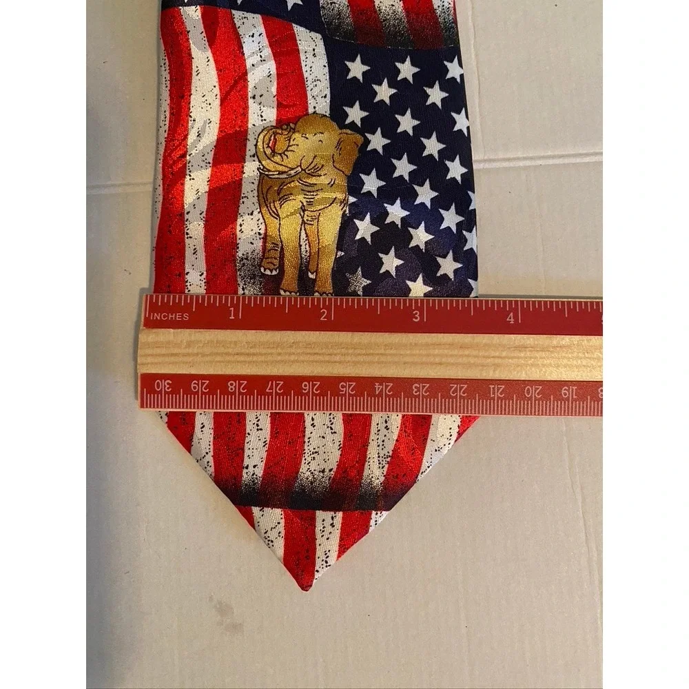 Steven Harris Mens USA Flag GOP Elephant Tie Red White Blue Patriotic Handmade